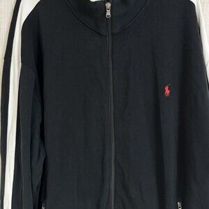 Polo Ralph Lauren Interlock Track Jacket Sz 3X B/T Full Zip Black Red Pony